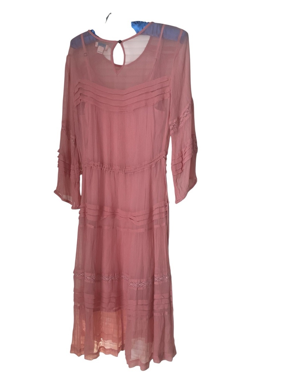 Sundance Long Sleeve Midi Dress Sz XS Tiered Sheer Boho